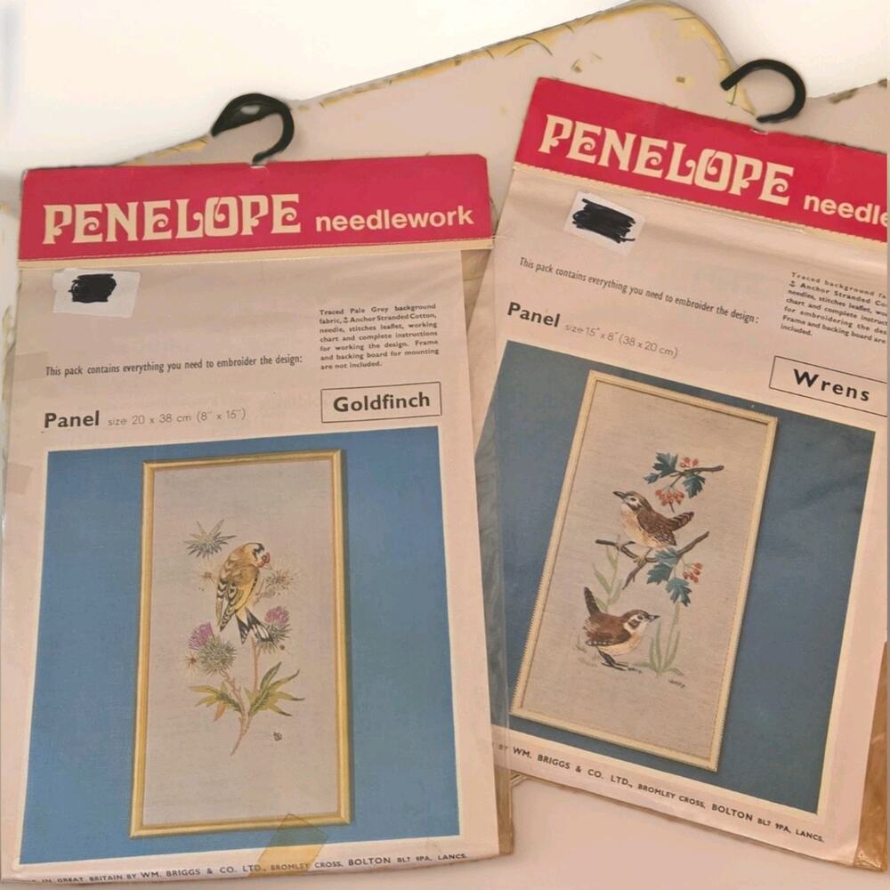 Vintage Penelope Needlework Wm Briggs Wren Goldfinch Bird Tapestry Kits NIP Lot